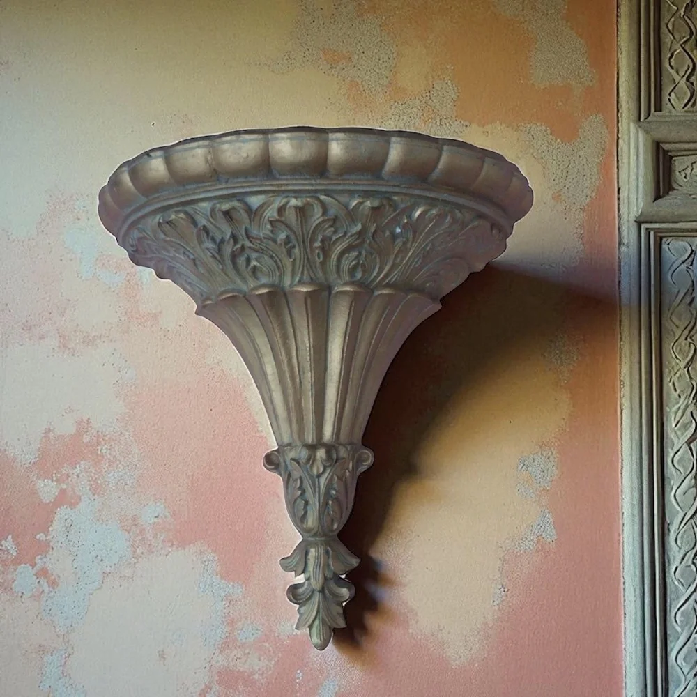 Vintage Ornate Wall Sconce: French Victorian Gold Shelf